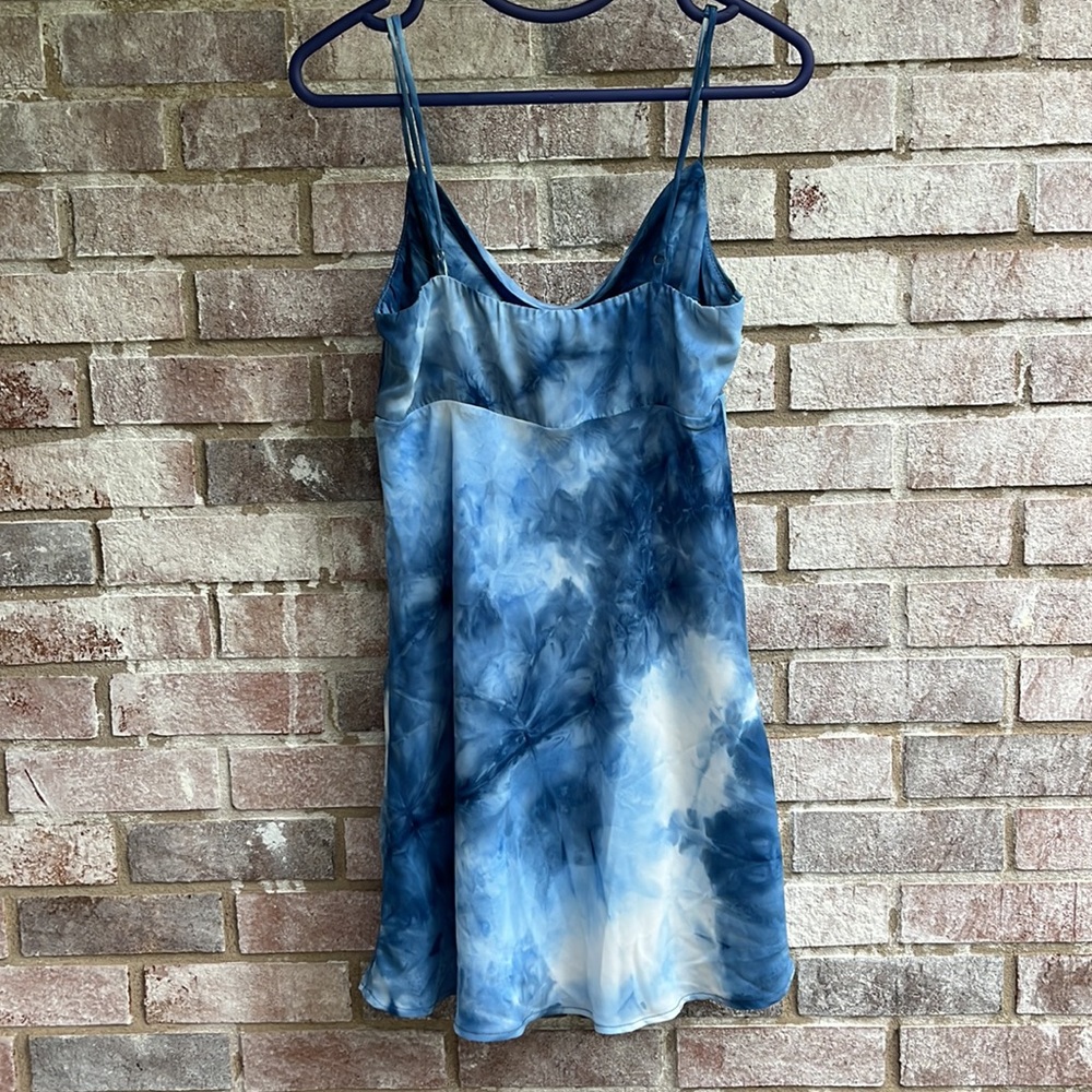 Lulu's Blue and White Tie-Dye Slip Mini Dress - Picture 2 of 6